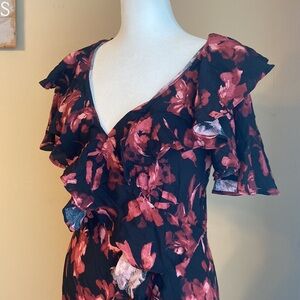NWOT Autumn Floral & Ruffles Dress XS